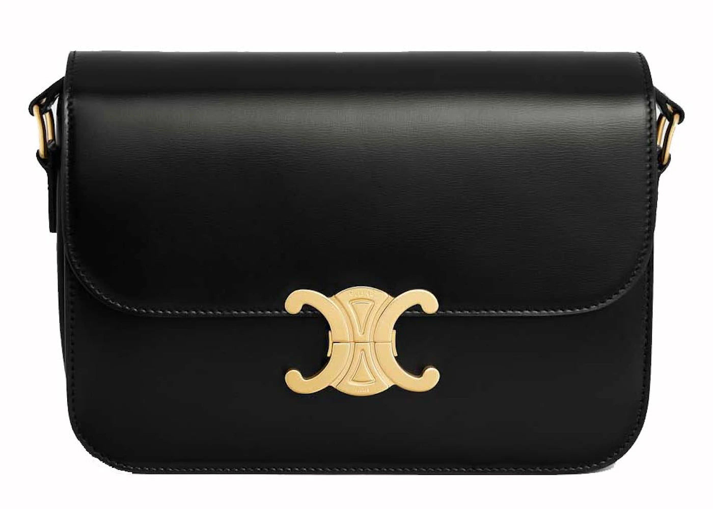 Celine Classique Triomphe Shoulder Bag in Shiny Calfskin Black -1