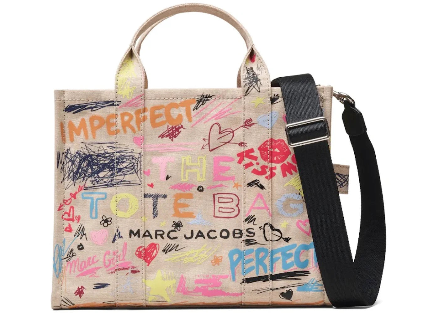 Marc Jacobs Punk Scribble Canvas Medium Tote Bag Tan (116) -1