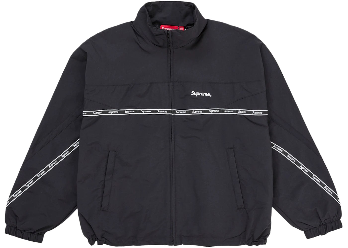 Supreme Logo Taping Track Jacket Black -1