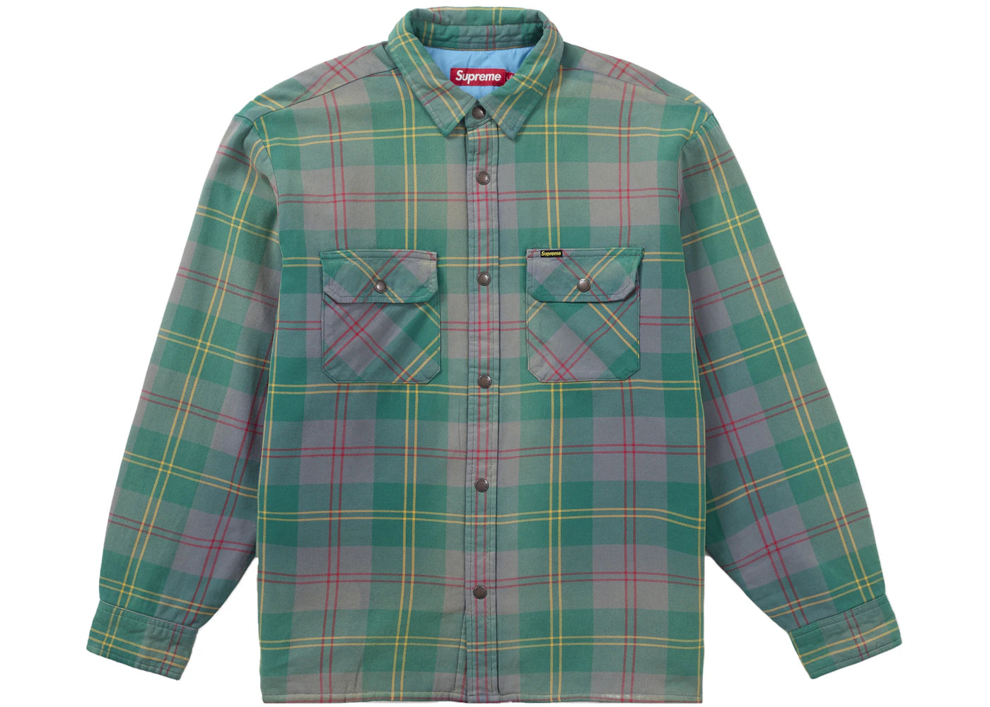 Supreme Quilted Lined Flannel Snap Shirt Green -1