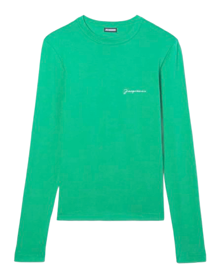 Le t-shirt Brodé Manche Longue Green Jacquemus -1