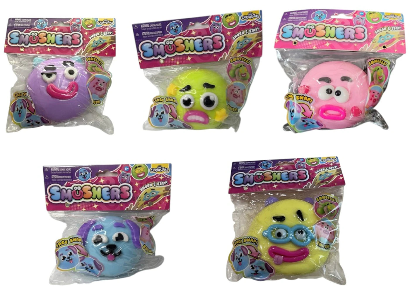 ORB Smushers Toy Set of 5 (Purple Green Pink Blue Yellow) -1
