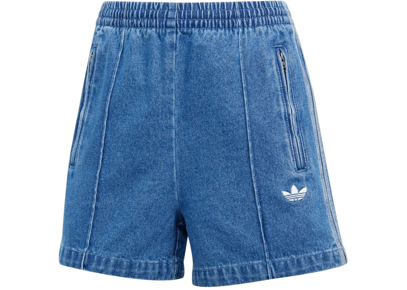 adidas Women's Adicolor Denim Firebird Shorts Indigo Denim 