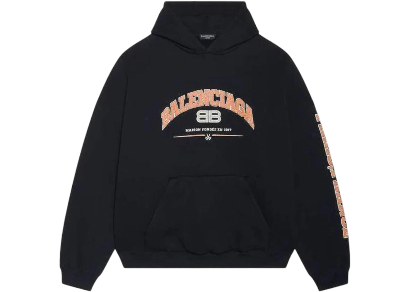 Balenciaga Wide Fit Hoodie Black/Orange/White -1