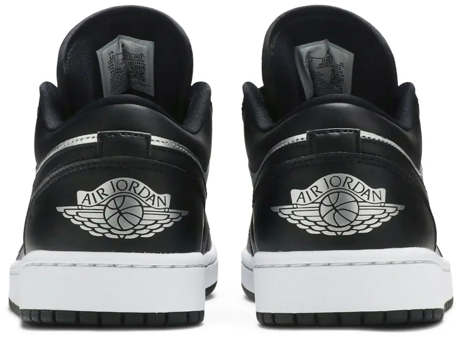 Jordan 1 Low SE Black Metallic Silver (Women's) heel counter