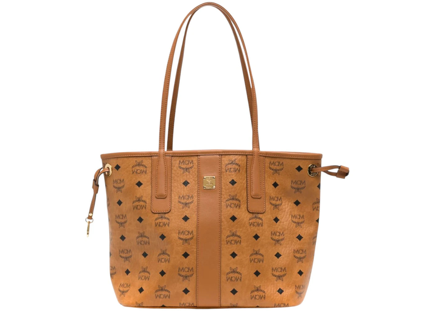 MCM Liz Visetos Small Top Handle Cognac -1