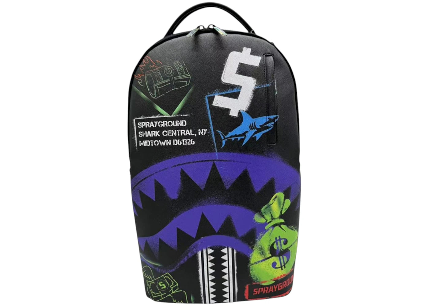 Sprayground Shark Central Stencils- Black DLXSV Backpack Multicolor -1