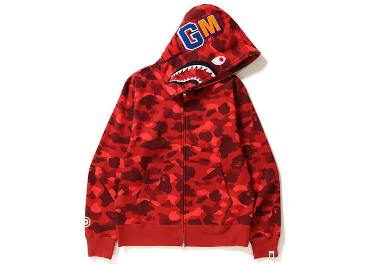 BAPE Color Camo Shark Full Zip (SS21) Hoodie Red -1