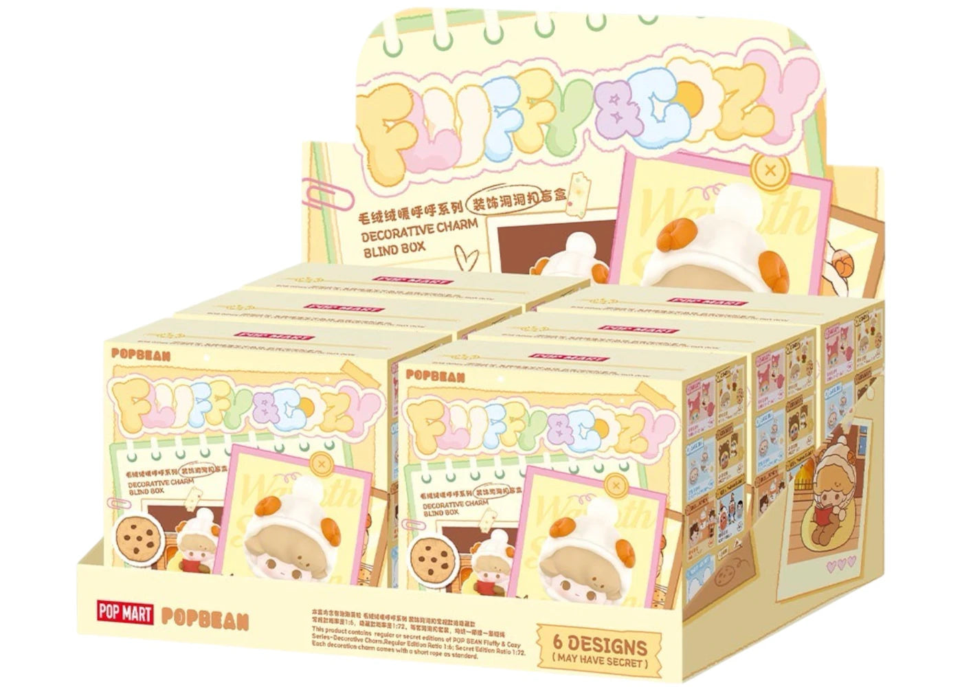 Pop Mart POP BEAN Fluffy & Cozy Series Decorative Charm Sealed Case (6 Blind Box) -1