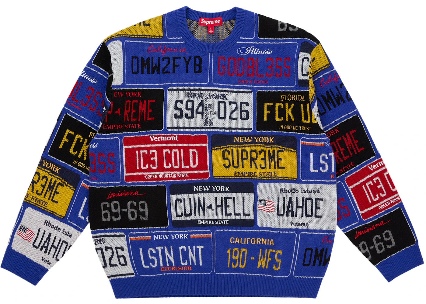 Supreme License Plate Sweater Royal -1