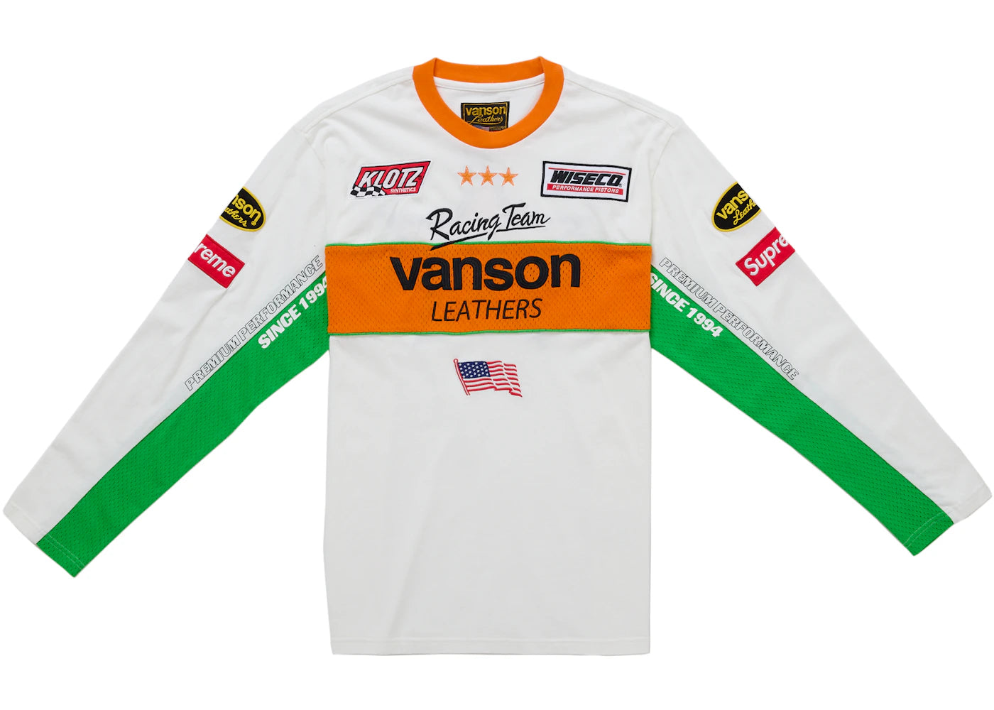 Supreme Vanson Leathers L/S Top White -1