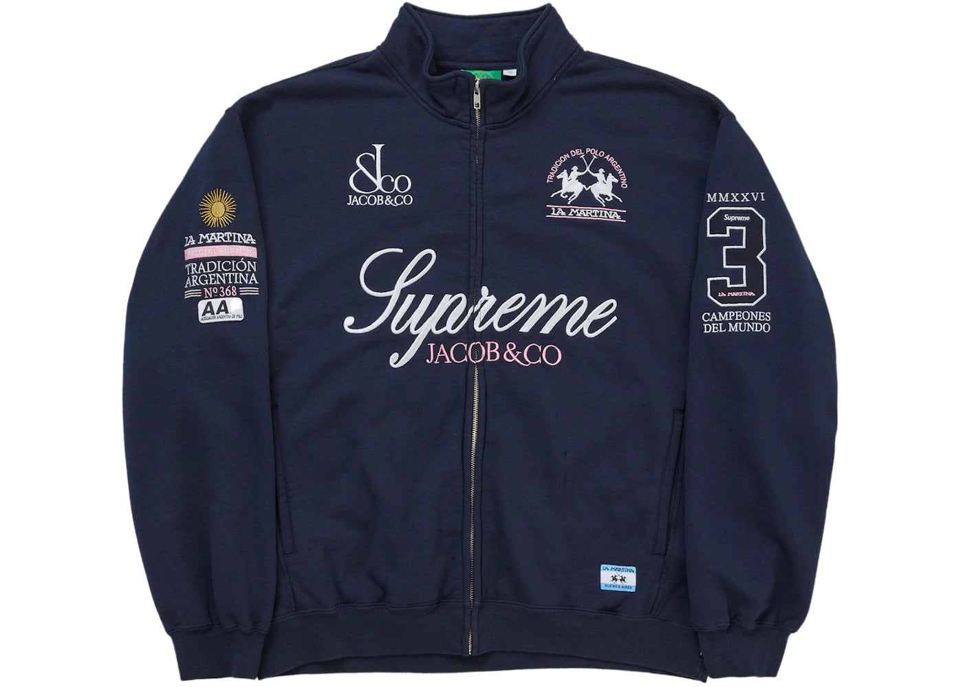 Supreme La Martina Zip Up Sweatshirt Navy -1