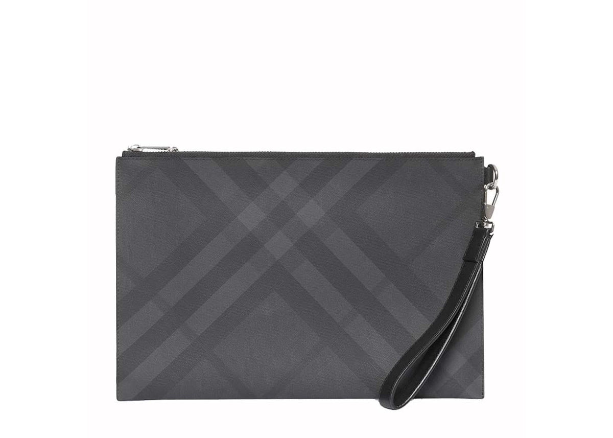 Burberry London Check Zip Handbag Dark Grey -1