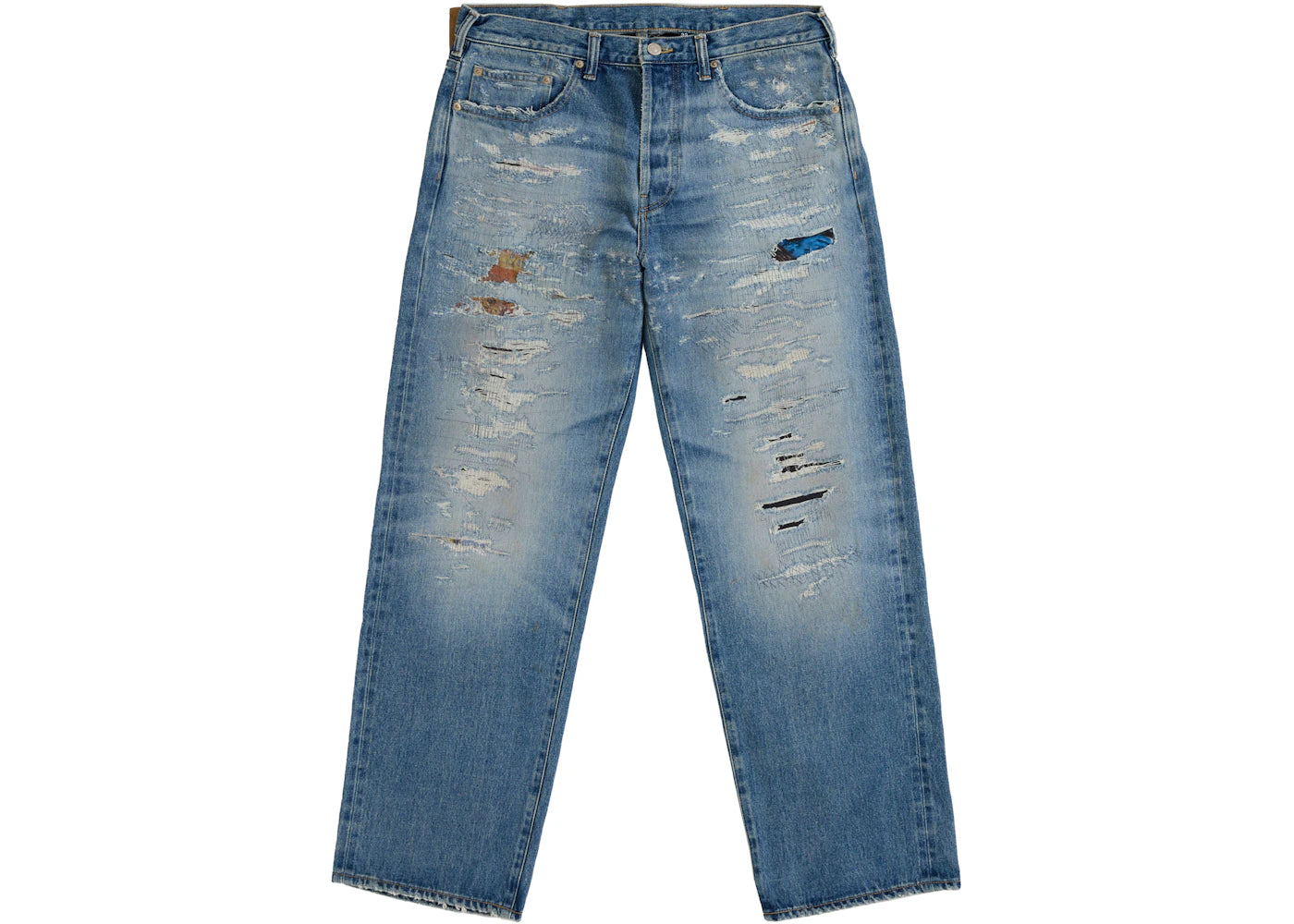 Supreme MM6 Maison Margiela Distressed Loose Fit Selvedge Jean Blue -1