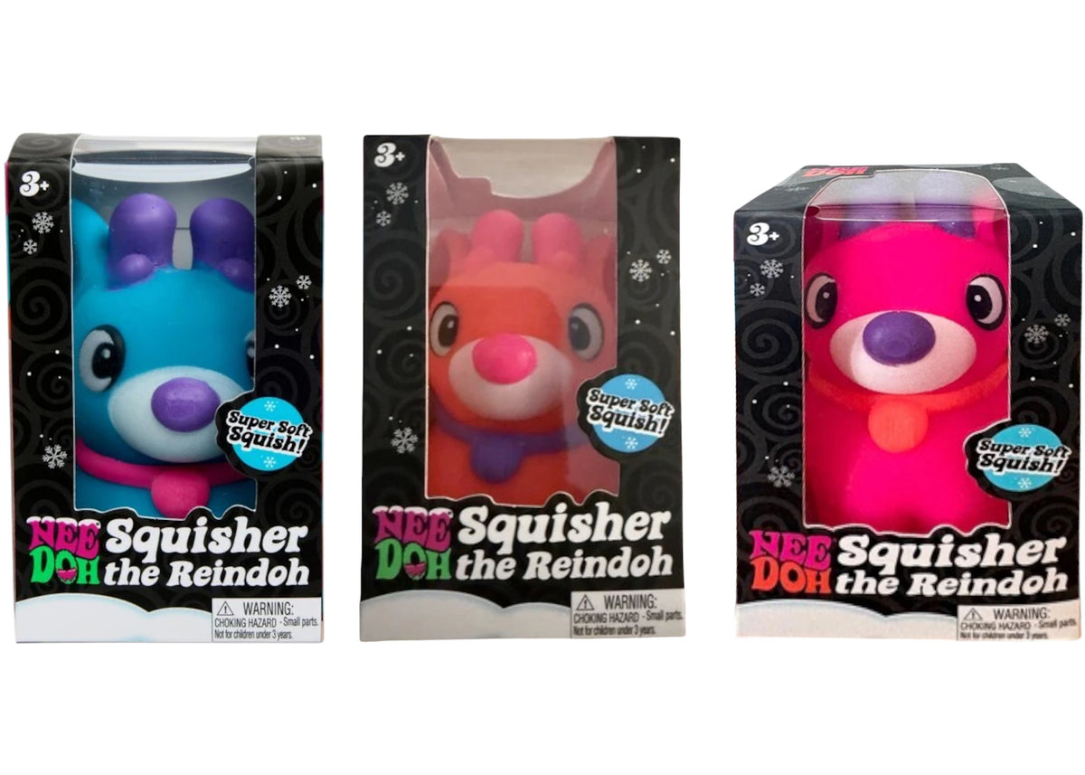 NeeDoh Squisher the Reindeer Squishy Fidget Toy Set of 3 Pink, Orange, Blue -1