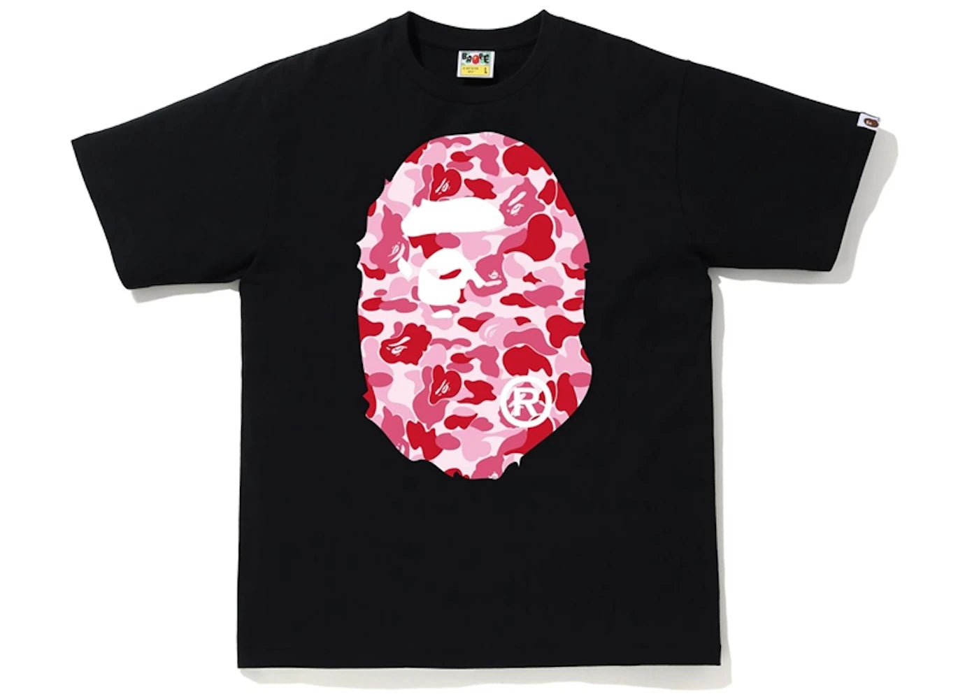 BAPE ABC Camo Big Ape Head Tee Black/Pink -1