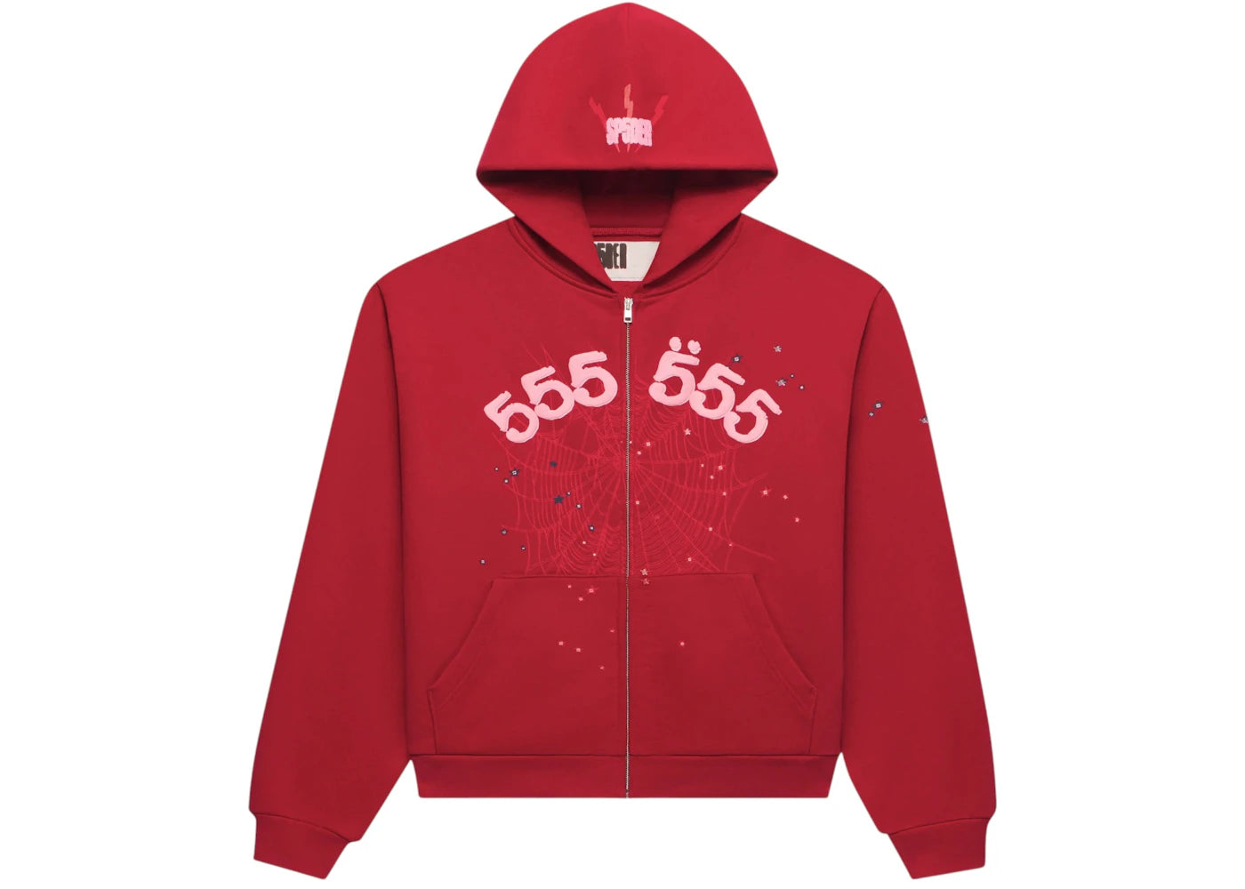 Sp5der Angel Number Zip Hoodie Merlot -1