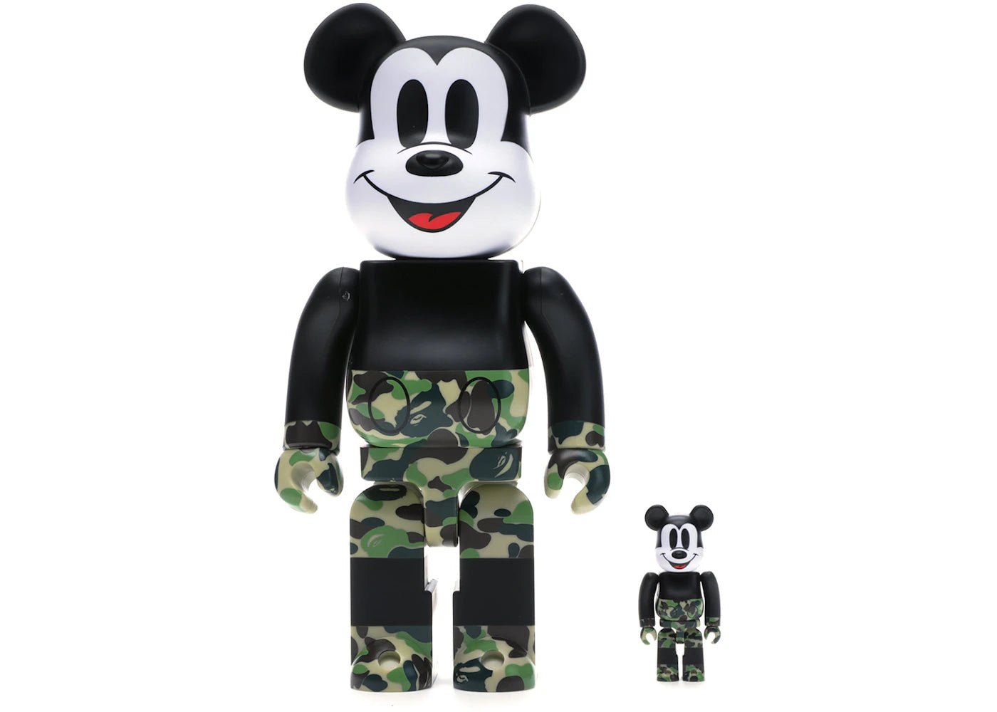 Bearbrick BAPE Mickey Mouse 100% & 400% Set Black/Green Camo -1