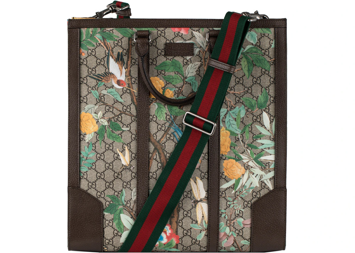 Gucci Convertible Tote Monogram GG Tian Print Brown/Beige/Green/Red -1