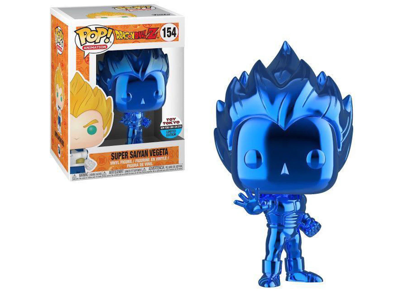 Funko Pop! Animation Dragonball Z Super Saiyan Vegeta Blue Chrome Toy Tokyo Figure #154 -1