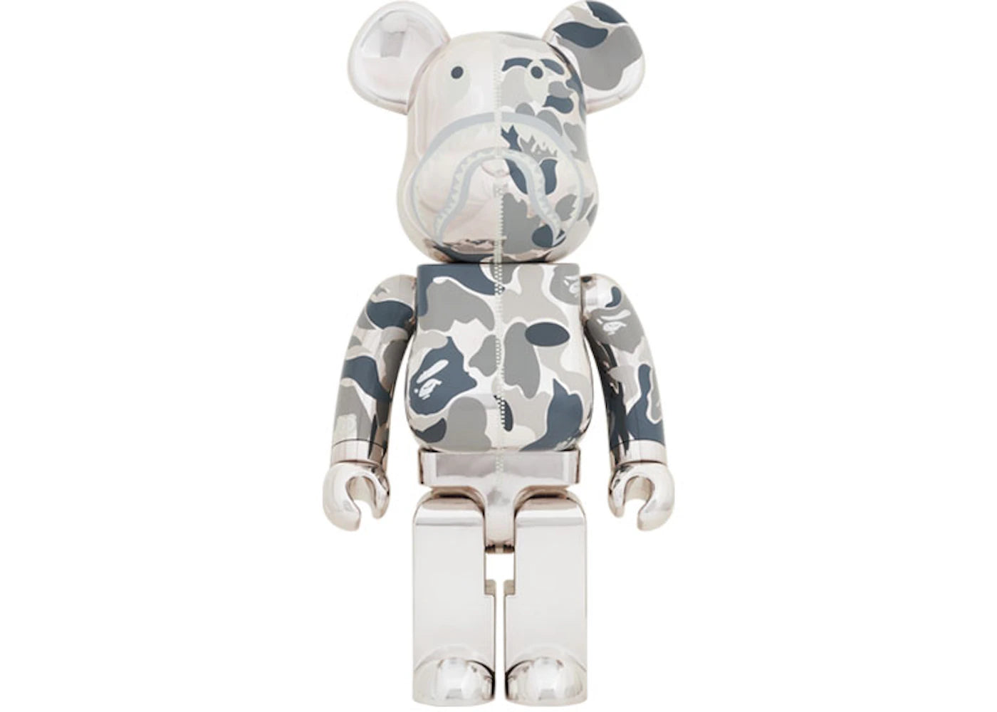 Bearbrick x BAPE Camo Shark 1000% Silver -1