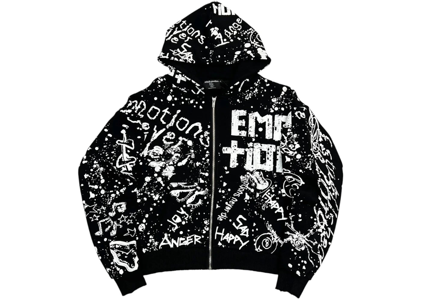 Mixed Emotions Graffiti Hoodie Black -1