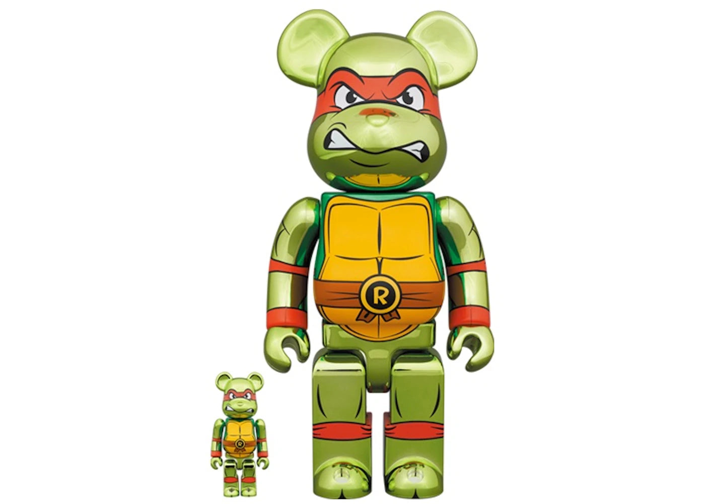 Bearbrick x Teenage Mutant Ninja Turtles Raphael Chrome 100% & 400% Set -1