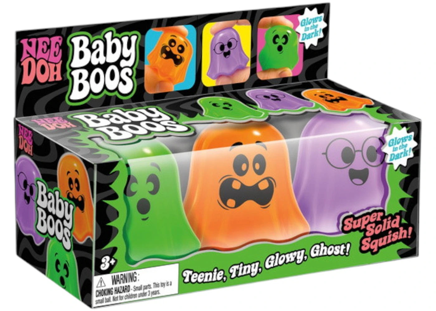 NeeDoh NeedDohWeen Baby Boos Box of 3 Squishy Glowy Ghosts -1