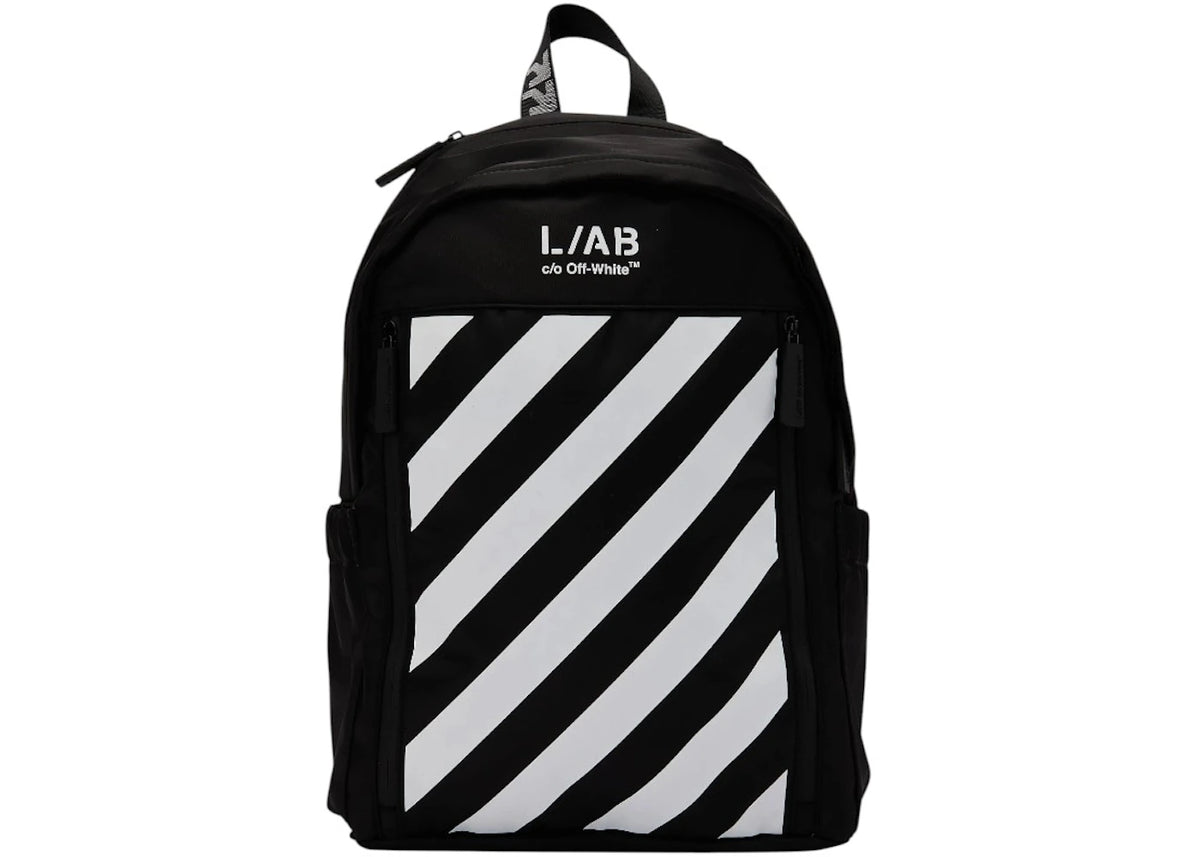 OFF-WHITE L/AB Diagonal Tab Backpack Black/White -1