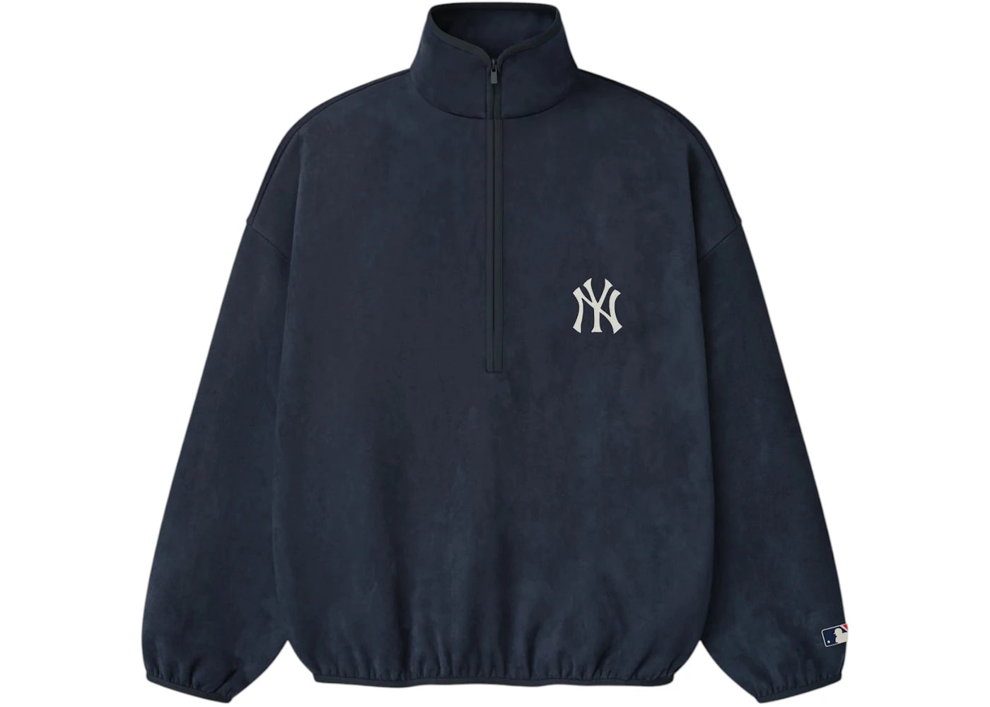 Fear of God Essentials Yankees Suede Fleece Modern Half Zip Top Dark Sapphire -1