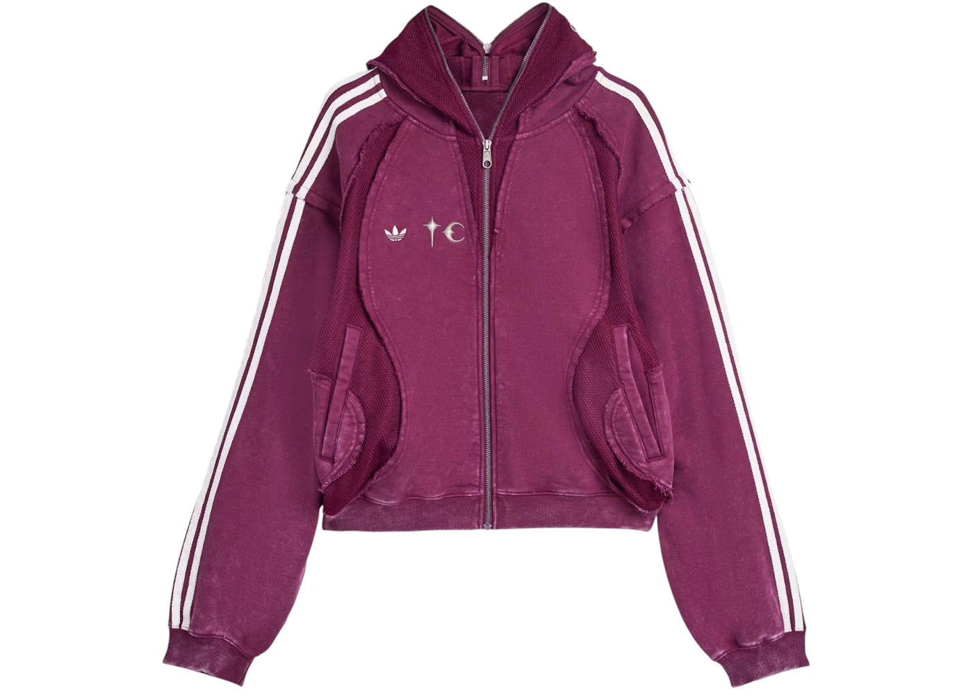 adidas x Thug Club Teamgeist Hooded Zip Up Maroon -1