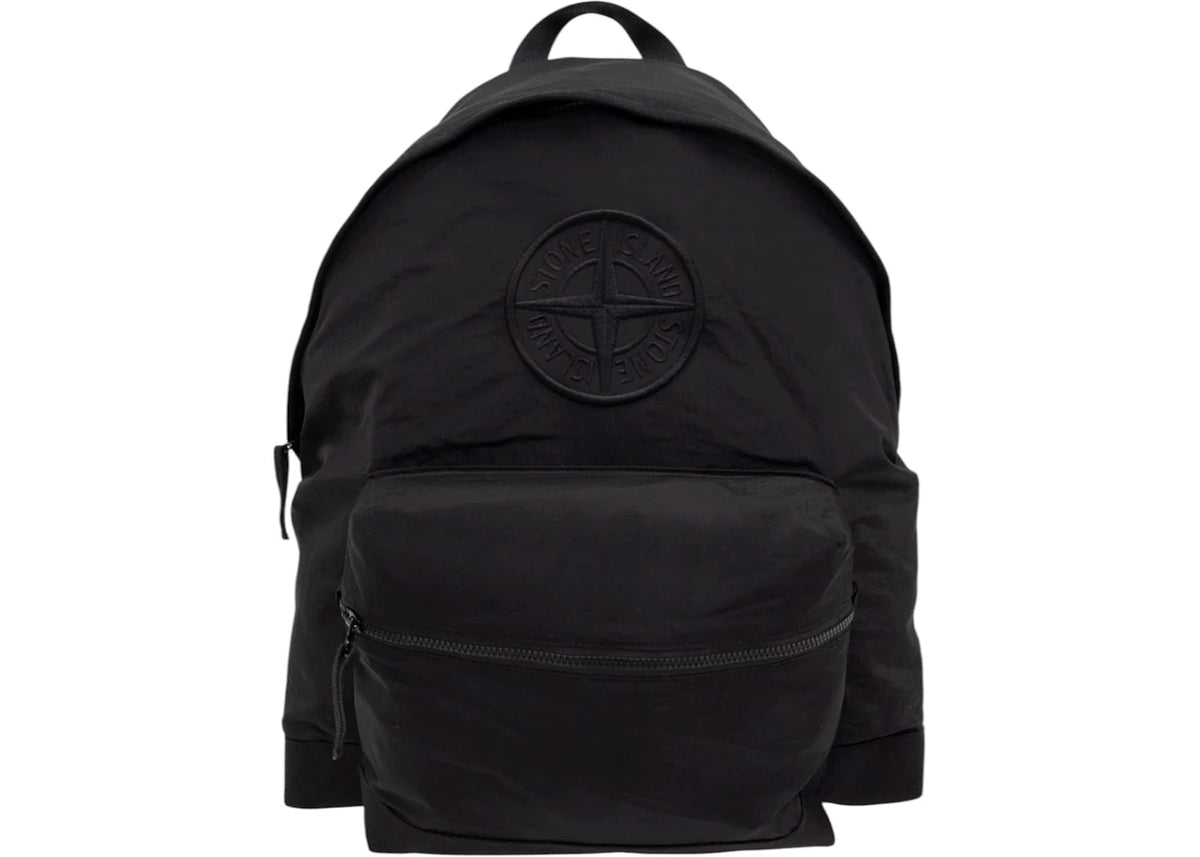Stone Island Compass Embroidered Zipped Backpack Black -1