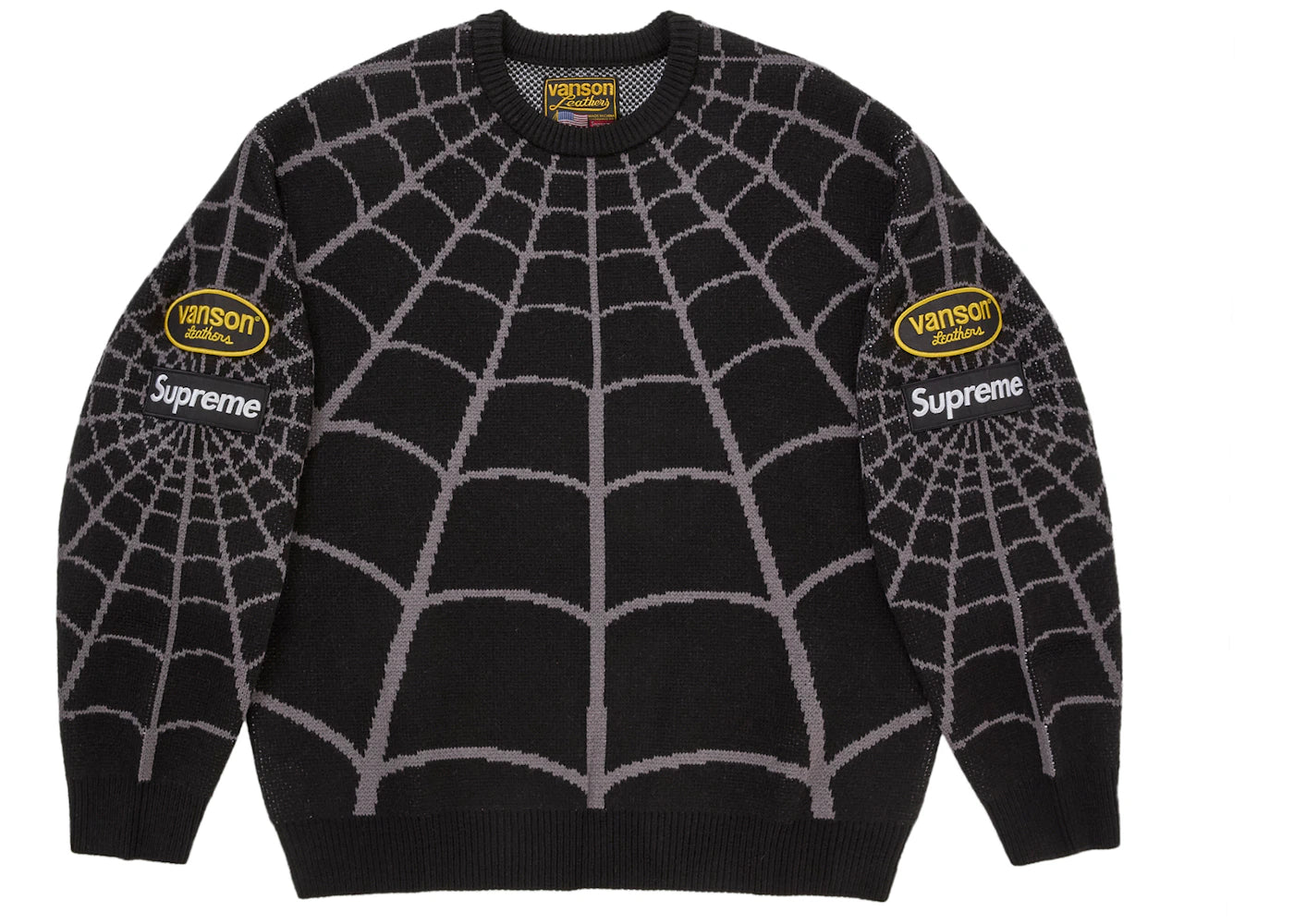 Supreme Vanson Leathers Spider-Man Sweater Black -1