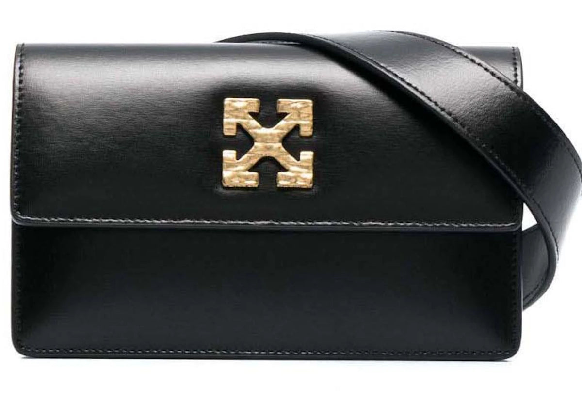 OFF-WHITE Virgil Abloh Jitney 0.8 Tonal Arrow Belt Bag Black -1