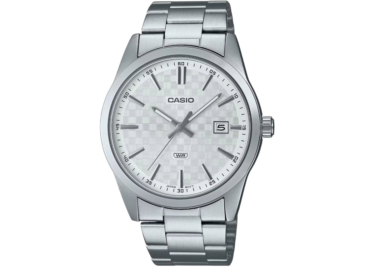 Casio Men’s Silver Stainless Steel Watch with Textured Silver Dial MTP-VD03D-7AUDF -1