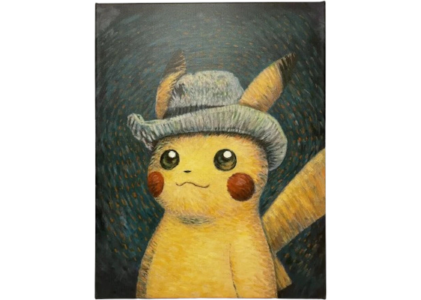 Pokemon Center x Van Gogh Museum: Pikachu Inspired by Self-Portrait with Grey Felt Hat Canvas Wall Art + COA -1