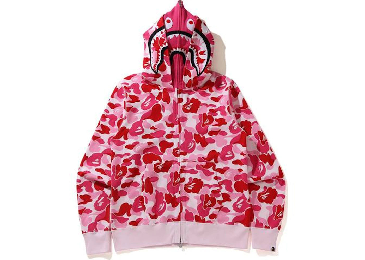 BAPE Big ABC Camo Shark Wide Full Zip Double Hoodie Pink -1
