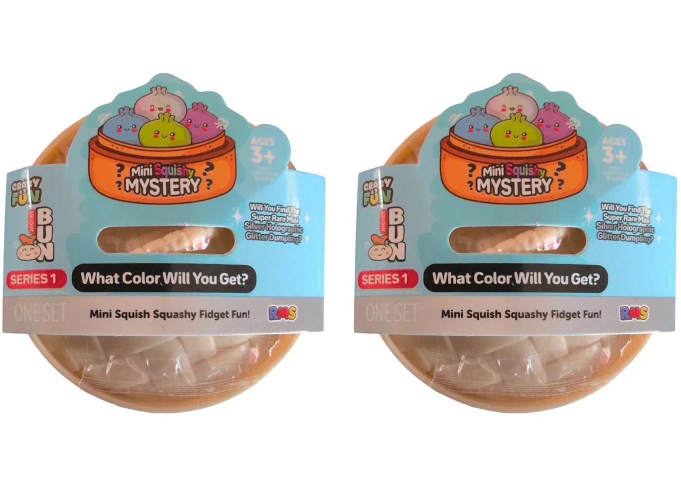 Squishy Bun Mini Squishy Mystery Squishy Series 1 "Dumpling" (Silver Holographic Glitter Chase Version) Blind Box 2x Lot -1
