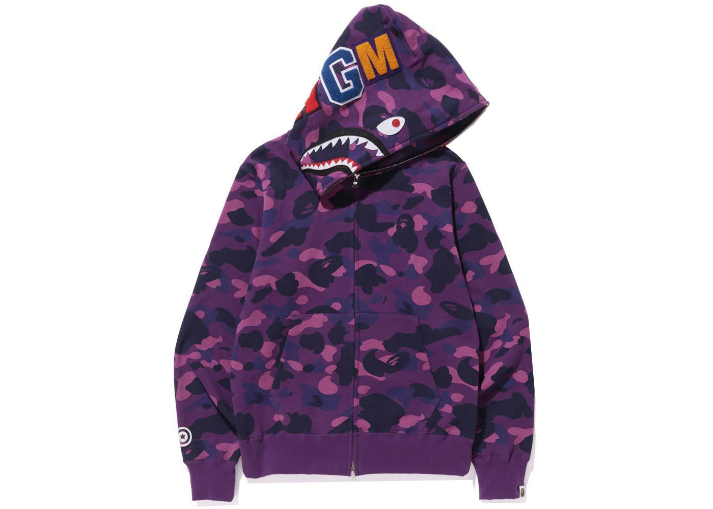 BAPE Color Camo Shark Full Zip Hoodie (FW21) Purple -1