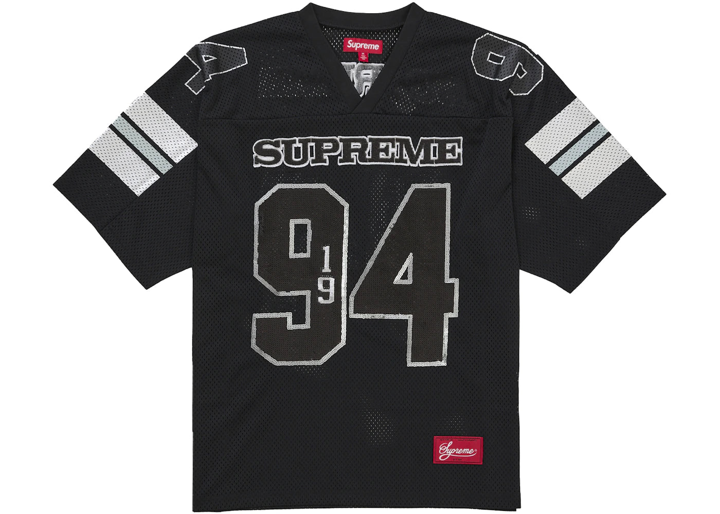 Supreme Sequin Football Jersey Black -1