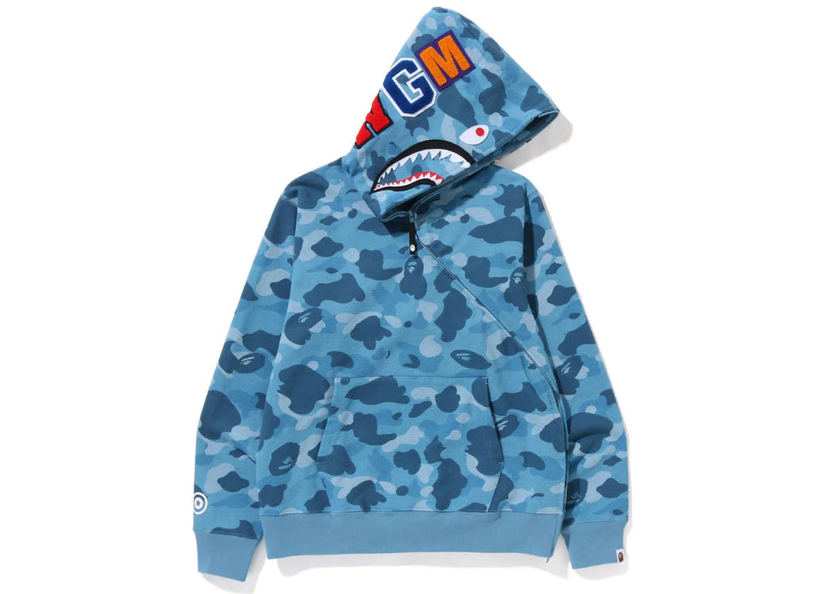 BAPE Honeycomb Camo Shark Full Zip Hoodie Blue -1