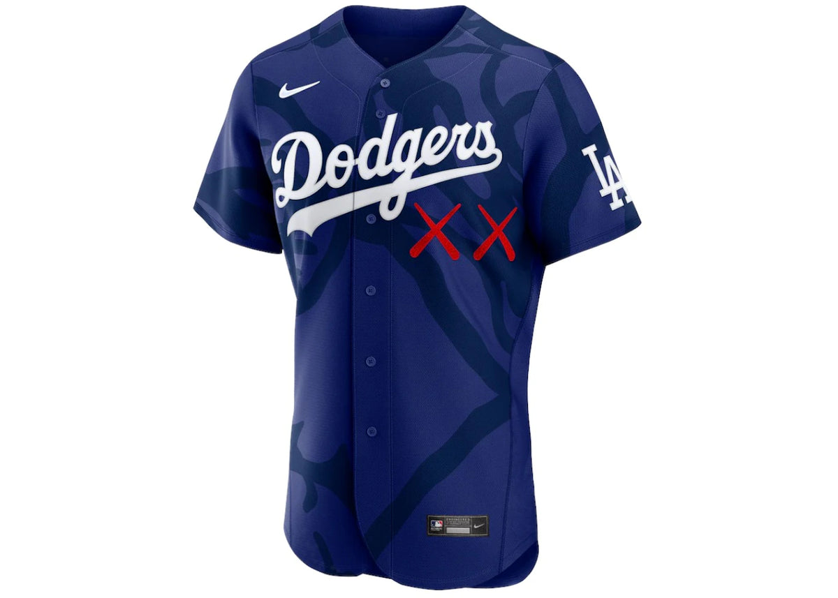 KAWS Nike MLB Authentic Los Angeles Dodgers Jersey Blue -1
