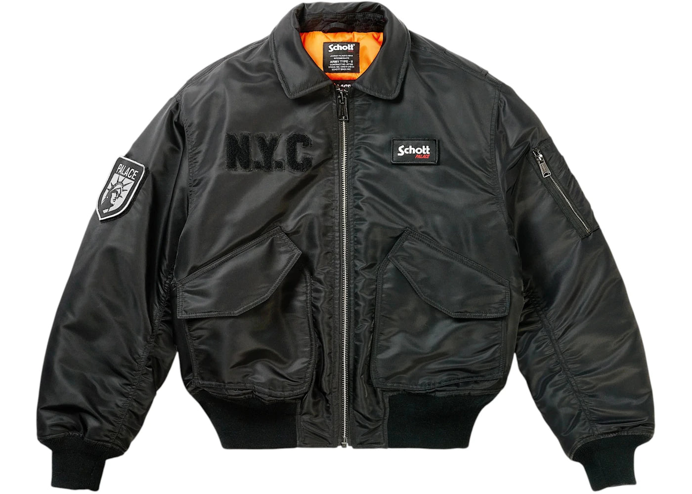 Palace Schott Cwu 90'S Fit Bomber Jacket Black -1