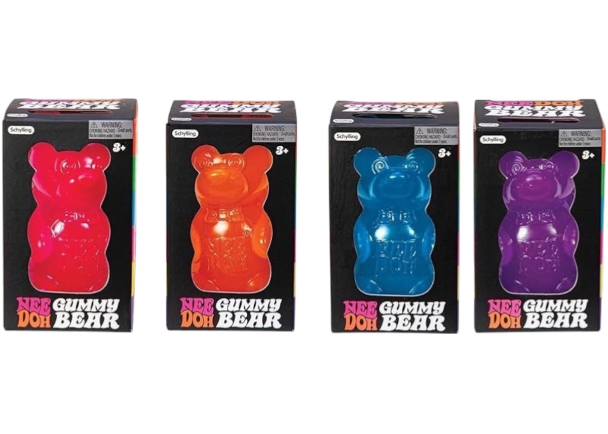 NeeDoh Gummy Bear Squishy Fidget Toy 4x Lot Red,Orange/Blue/Purple -1