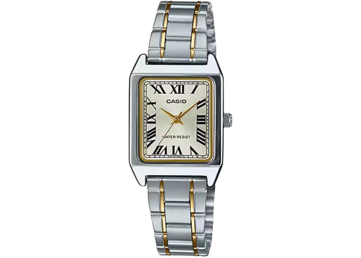 Casio Women’s Two Tone Rectangular Analog Watch LTP-V007SG-9BUDF -1