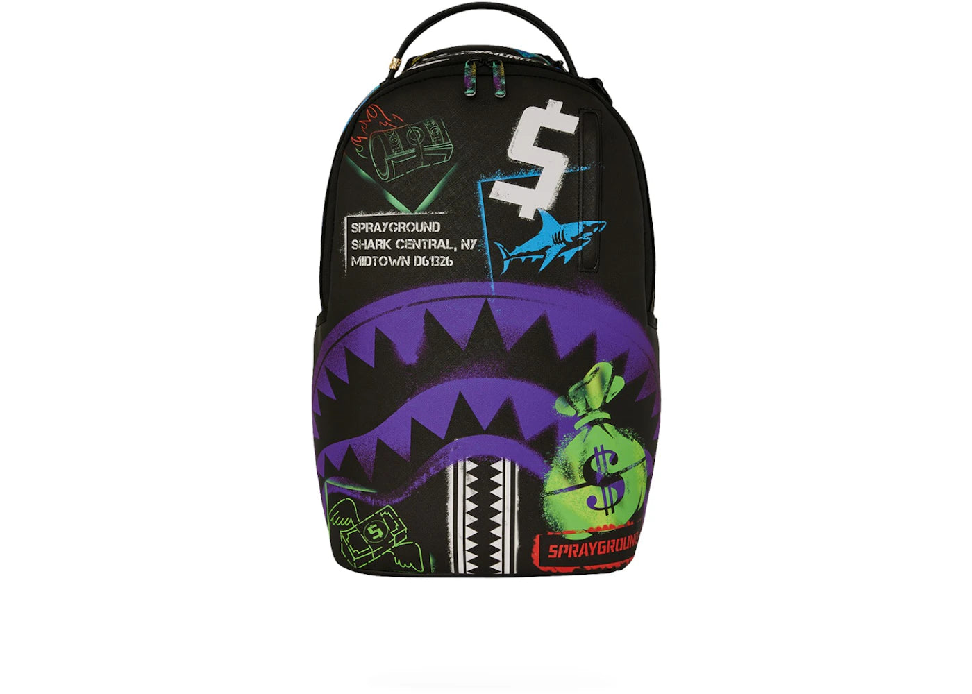 Sprayground Shark Central Stencils DLXSV Backpack Black/Purple -1
