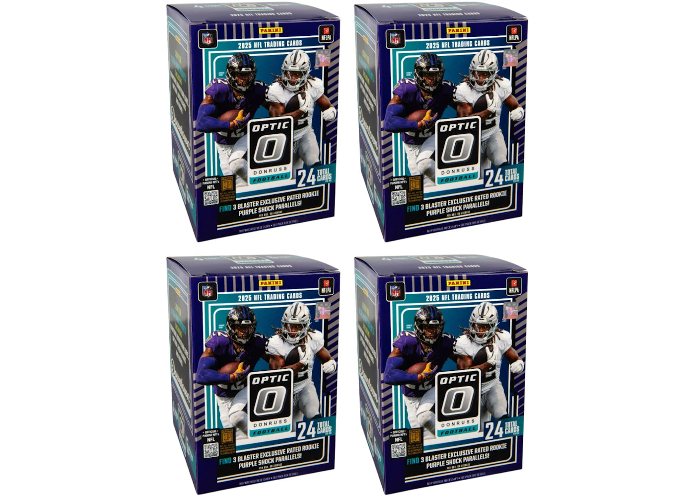 2025 Panini Optic Donruss Football NFL (Purple Shock Parallells) Blaster Box 4x Lot -1