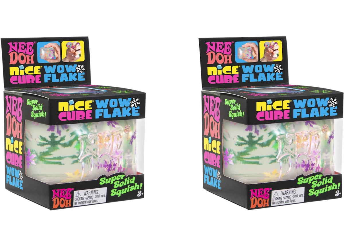 NeeDoh Nice Cube: Wow Flake Squishy Fidget Toy 2x Lot -1