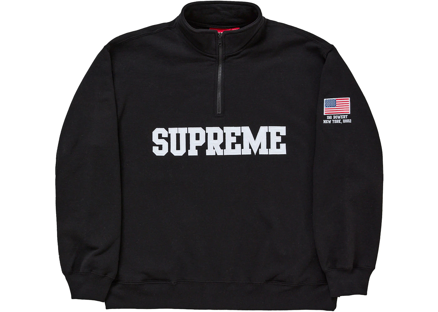 Supreme Shop Flag Half Zip Pullover Black -1