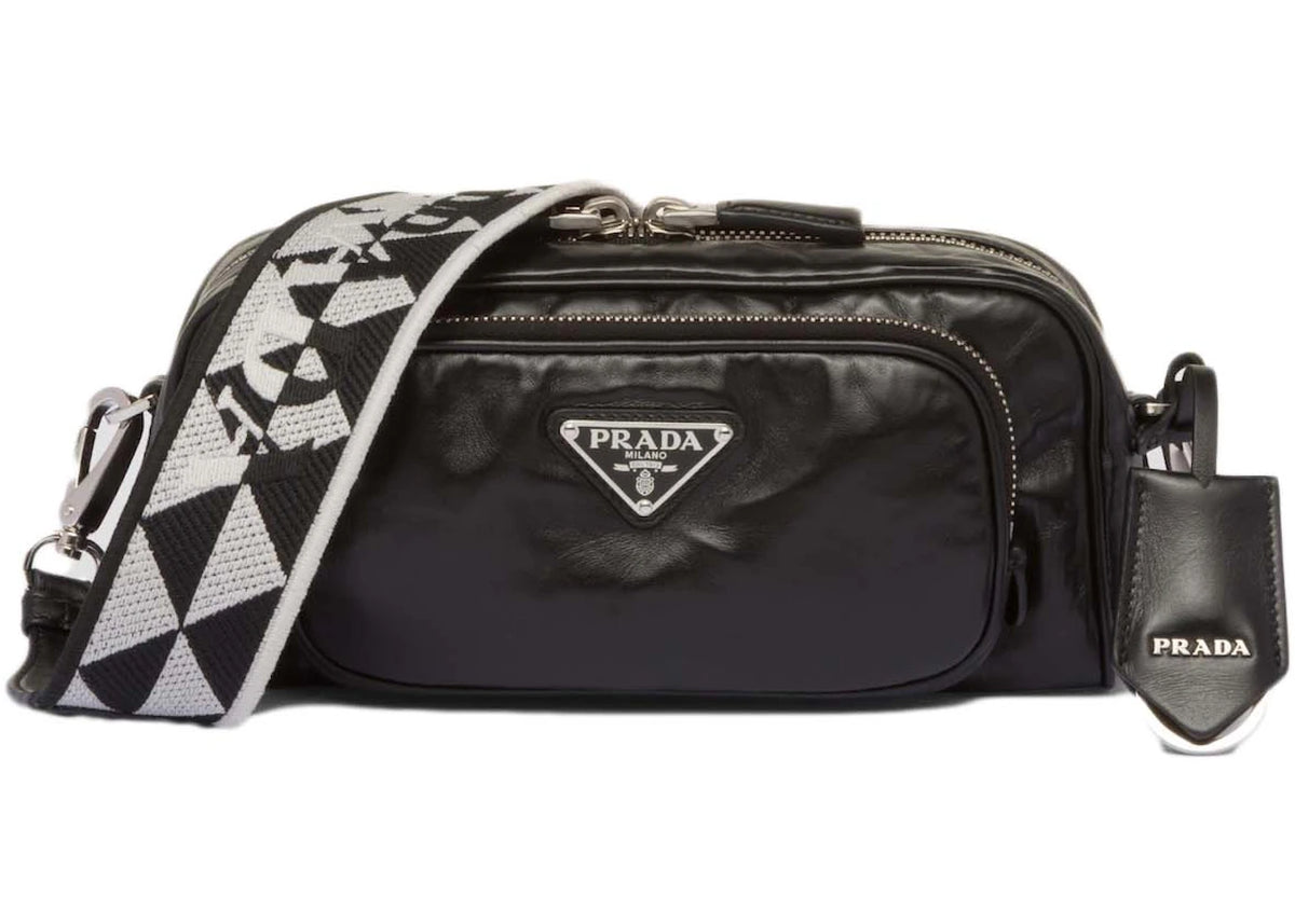 Prada Nappa Antique Leather Multi-Pocket Shoulder Bag Black -1